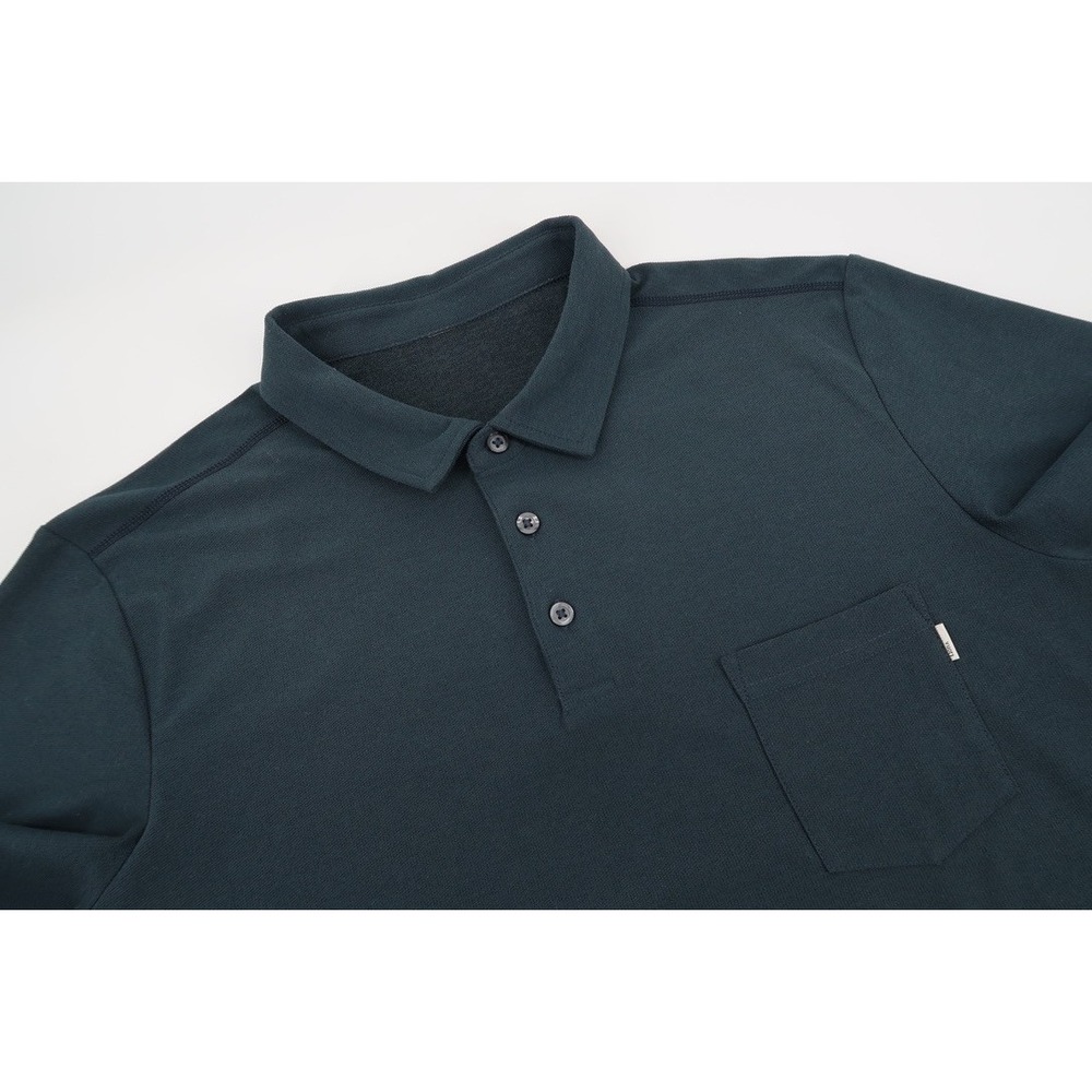 Vuori Ace Polo Shirt Mens Large Indigo Blue Short Sleeve Pocket Performance Knit
